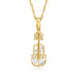 Mother-of-Pearl Violin Pendant Necklace with .30 ct. t.w. White Topaz in 18kt Gold Over Sterling