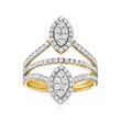 1.00 ct. t.w. Diamond Marquise-Shaped Cluster Ring in 18kt Gold Over Sterling