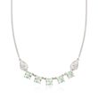 9.50 ct. t.w. Green Prasiolite  Necklace with Scrolled Sides in Sterling Silver