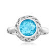 Andrea Candela &quot;Rioja&quot; 2.20 Carat Round Swiss Blue Topaz Ring in Sterling Silver