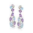 30.30 ct. t.w. Multi-Stone Drop Earrings With Diamond Accents in Sterling Silver