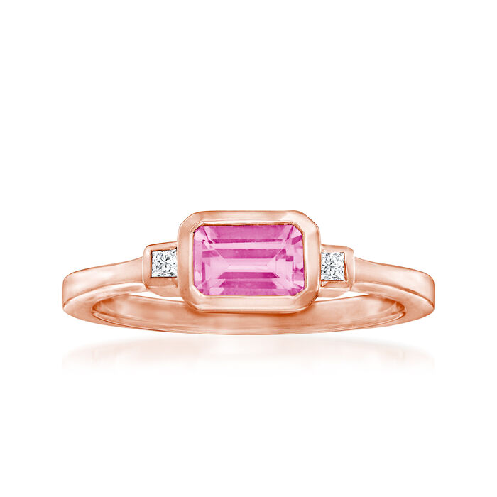 .60 Carat Pink Tourmaline and Diamond-Accented Ring in 14kt Rose Gold