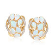 Opal and .12 ct. t.w. Diamond Earrings in 14kt Yellow Gold