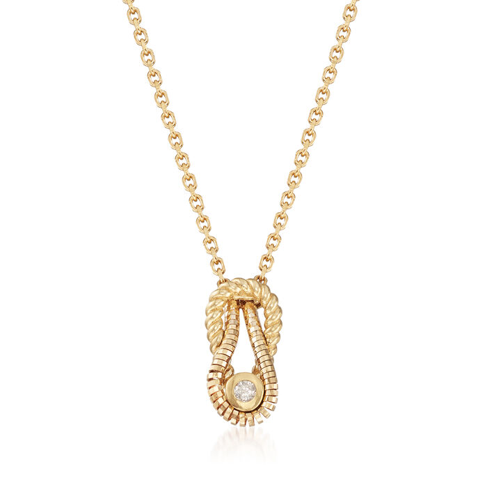 Phillip Gavriel &quot;Italian Cable&quot; Diamond-Accented Double-Loop Necklace in 14kt Yellow Gold