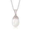 9-10mm Cultured Pearl Jewelry Set: Necklace and Drop Earrings in Silvertone