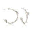 Sterling Silver Butterfly Bamboo-Style Hoop Earrings