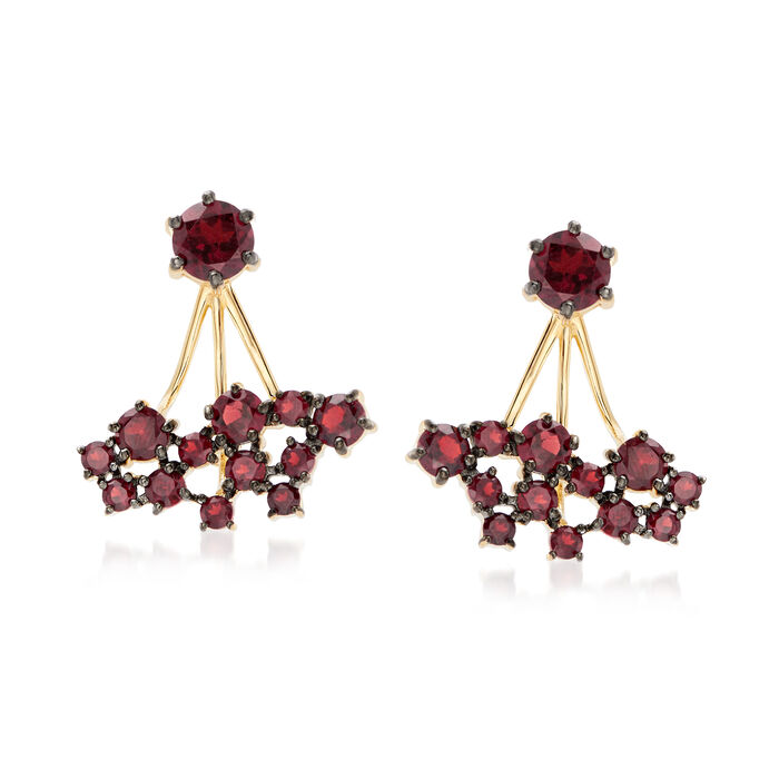 4.40 ct. t.w. Garnet Jewelry Set: Stud Earrings and Front-Back Jackets in 18kt Gold Over Sterling