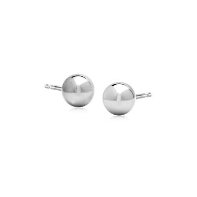 4-6mm 14kt White Gold Ball Stud Jewelry Set: Three Pairs of Earrings