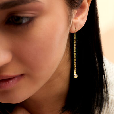 .25 ct. t.w. Bezel-Set Diamond Threader Earrings in 14kt Yellow Gold