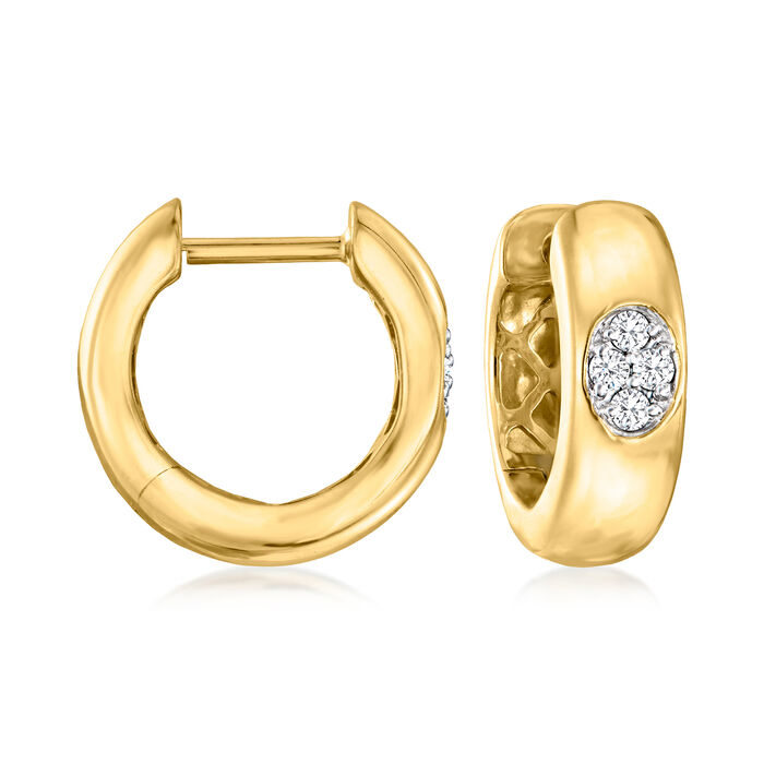 Diamond-Accented Cluster Hoop Earrings in 18kt Yellow Gold