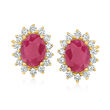 2.00 ct. t.w. Ruby and .36 ct. t.w. Diamond Earrings in 14kt Yellow Gold