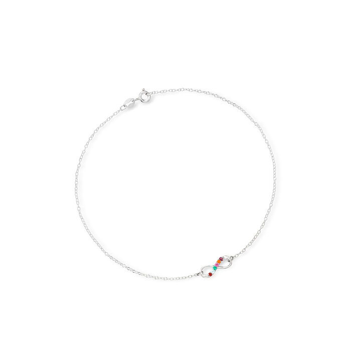 Personalized Infinity Anklet in Sterling Silver  3 to 7 Birthstones
