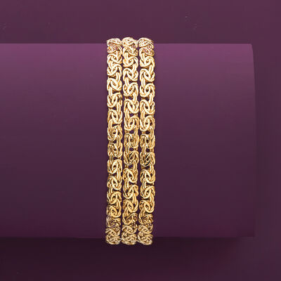 18kt Gold Over Sterling Three-Row Byzantine Bracelet