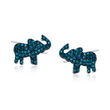.25 ct. t.w. Blue Diamond Elephant Earrings in Sterling Silver