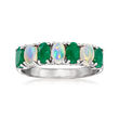 Opal and .90 ct. t.w. Emerald Ring in Sterling Silver