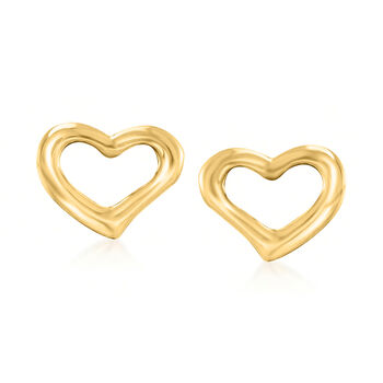 18kt Yellow Gold Open-Space Heart Stud Earrings