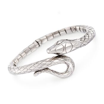 http://www.ross-simons.com - Italian Sterling Silver Snake Bypass Bangle Bracelet
