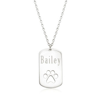 Sterling Silver Personalized Paw Print Pendant Necklace Gift