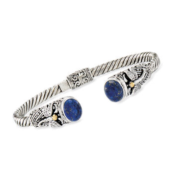 Lapis and Two-Tone Sterling Silver Dragonfly Cuff Bracelet
