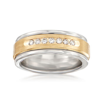 Men's .24ct t.w. Diamond Wedding Ring in Gold, Tungsten Carbide