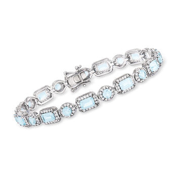 11.95 ct. t.w. Sky Blue and White Topaz Bracelet in Sterling Silver