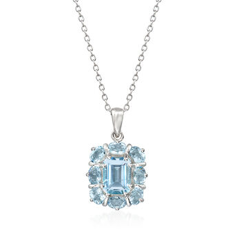 2.70 ct. t.w. Aquamarine Pendant Necklace in Sterling Silver