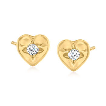 .10 ct. t.w. Diamond Heart Earrings in 14kt Yellow Gold