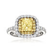 1.16 ct. t.w. Yellow Diamond Ring with 3.28 ct. t.w. White Diamonds in 18kt Two-Tone Gold