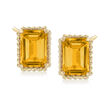 3.00 ct. t.w. Citrine and 14kt Yellow Gold Beaded Frame Earrings