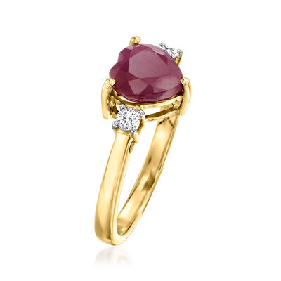 2.60 Carat Ruby Heart Ring with .14 ct. t.w. Diamonds in 14kt Yellow Gold