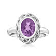 Andrea Candela &quot;Rioja&quot; 1.60 Carat Oval Amethyst Ring in Sterling Silver