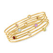 3.60 ct. t.w. Multi-Gemstone Jewelry Set: Five Bangle Bracelets in 18kt Gold Over Sterling