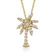 Roberto Coin &quot;Tiny Treasures&quot; .17 ct. t.w. Diamond Palm Tree Pendant Necklace in 18kt Yellow Gold