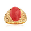 C. 1970 Vintage Coral Ring in 14kt Yellow Gold