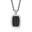 ALOR Men's Black and White Stainless Steel Cable Pendant Necklace with 18kt Yellow Gold