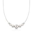 Italian 7-14mm Sterling Silver Brushed and Polished Bead Necklace