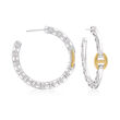 Judith Ripka &quot;Vienna&quot; Sterling Silver and 18kt Yellow Gold Hoop Earrings