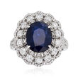 3.20 Carat Sapphire and 1.55 ct. t.w. Diamond Ring in 18kt White Gold