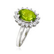 2.40 Carat Peridot and .60 ct. t.w. White Topaz Halo Ring in Sterling Silver