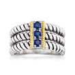 .20 ct. t.w. Sapphire Three-Stone Ring in Sterling Silver with 14kt Yellow Gold