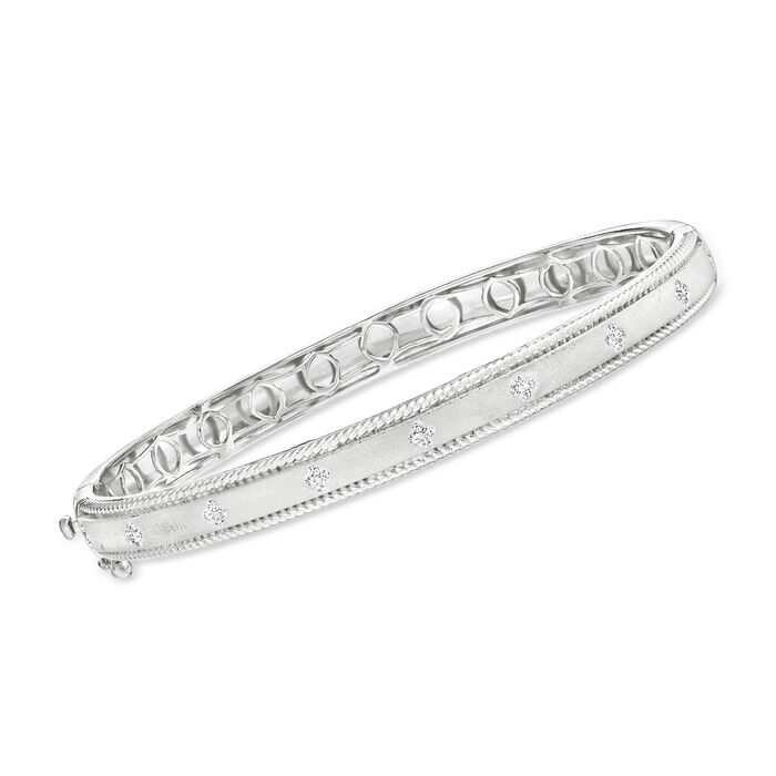 .15 ct. t.w. Diamond Clover Bangle Bracelet in Sterling Silver