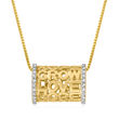 .25 ct. t.w. Diamond &quot;Love Hope Grow&quot; Cylinder Pendant Necklace in 18kt Gold Over Sterling