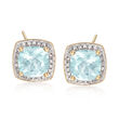 2.60 ct. t.w. Aquamarine and .24 ct. t.w. Diamond Stud Earrings in 14kt Yellow Gold