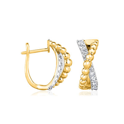 .50 ct. t.w. Diamond Crisscross Hoop Earrings in 14kt Two-Tone Gold