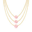 9-9.5mm Pink Cultured Pearl Three-Strand Necklace in 18kt Gold Over Sterling