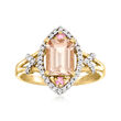 1.40 Carat Morganite and .16 ct. t.w. Diamond Ring with Pink Sapphire Accents in 14kt Yellow Gold