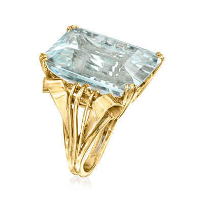 C. 1950 Vintage 29.50 Carat Sky Blue Topaz Cocktail Ring in 14kt Yellow Gold