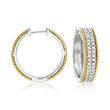 1.00 ct. t.w. Diamond Hoop Earrings in Sterling Silver and 14kt Yellow Gold