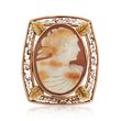 C. 1950 Vintage 25x18mm Shell Cameo Pin in 10kt Two-Tone Gold