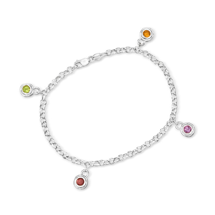 Personalized Bracelet in Sterling Silver - 1 to 7 Birthstones